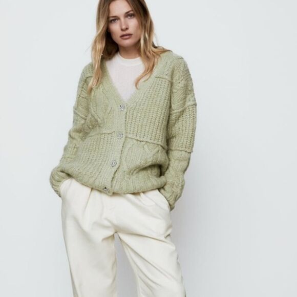 ✨ ZARA PATCHWORK KNIT CARDIGAN✨ - Picture 3 of 13